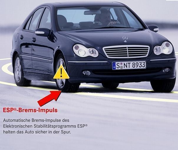 Aktuelle Analyse der Unfallstatistik: Mercedes-Personenwagen verunglücken seltener, ESP-Bremsimpuls.